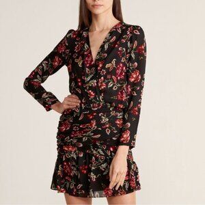 ALC Haven Silk Floral Dress Black 4 Mini Romantic Plazacore Wedding Guest Party